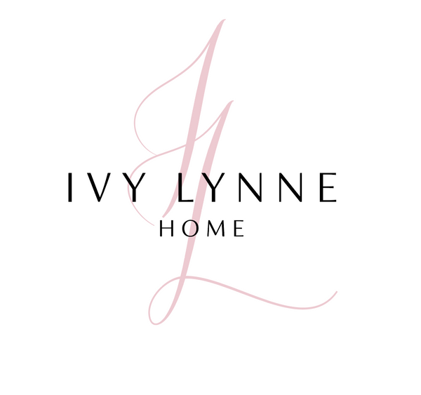 Ivy Lynne Home logo, modern logo, beautiful logo on white background, blush pink logon with black writing
