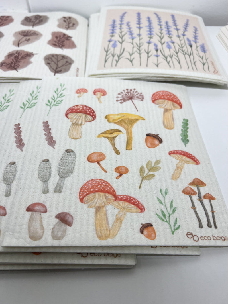 Ivy Lynne Home Mushroom Sponge Cloths - Variety of Prints