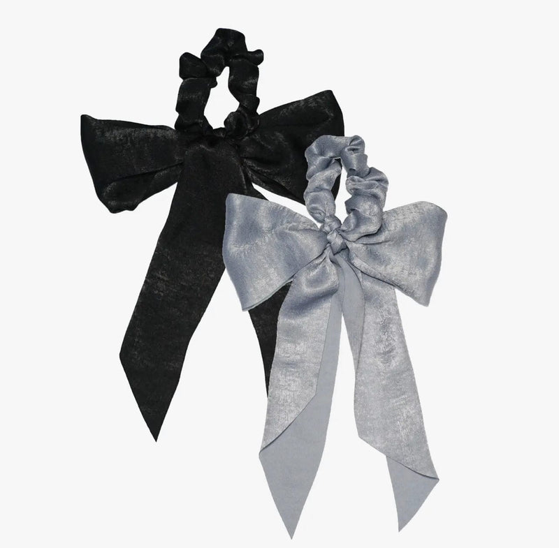 Ivy Lynne Home Satin Scarf Scrunchies Black/Gray