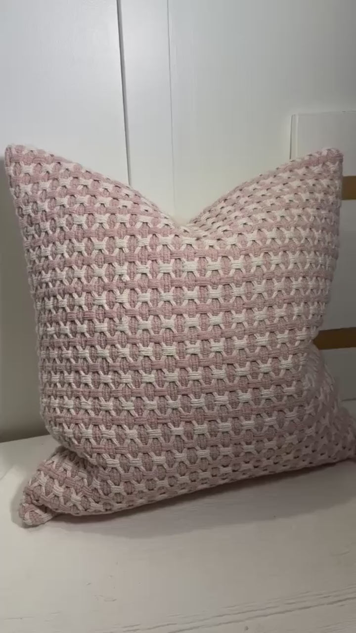 Ivy Lynne Home Blush Woven Pillow 20 x 20 Blush & Ivory Decorative Pillow