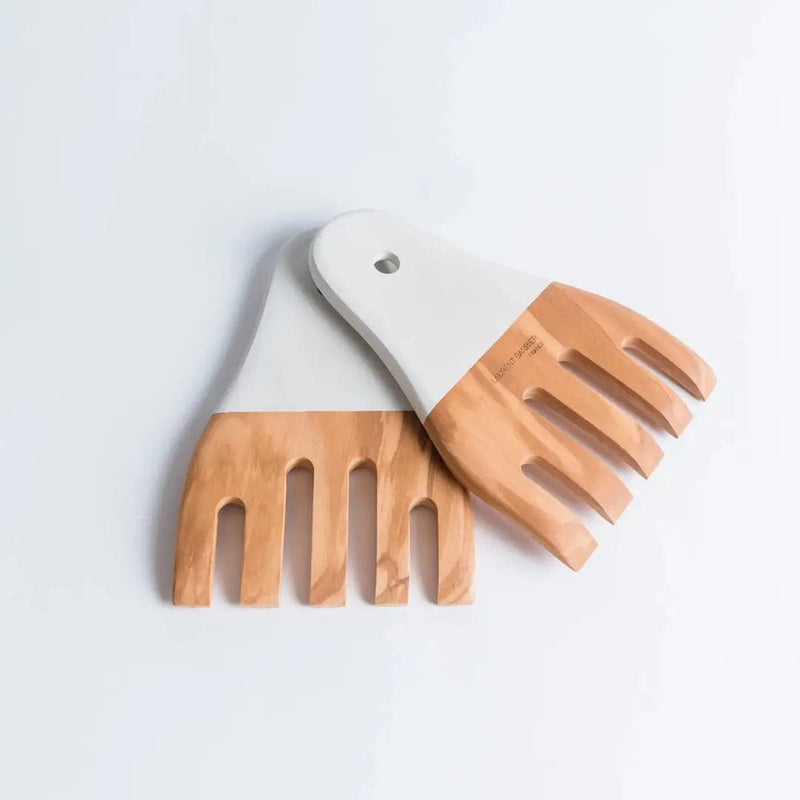 Provence En Couleur hand salad server set Olive wood hand server set
